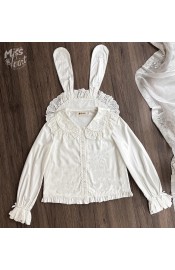 Miss Point Plaid Petal Rabbit Blouse(Reservation/Full Payment Without Shipping)